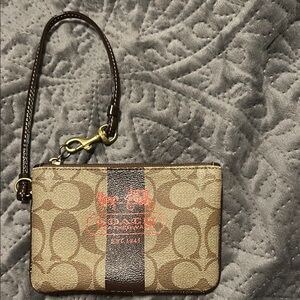 Coach Tan and Brown Signature Wristlet